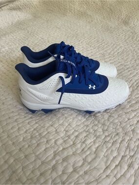 Under Armour Kids Blue and White Baseball Sneakers